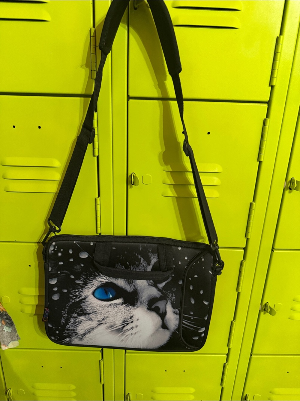 Society 6 Black Laptop Sleeve with Blue-Eyed Cat Print